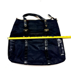Tutilo New York Black Nylon Croc Trim Tote Bag Women